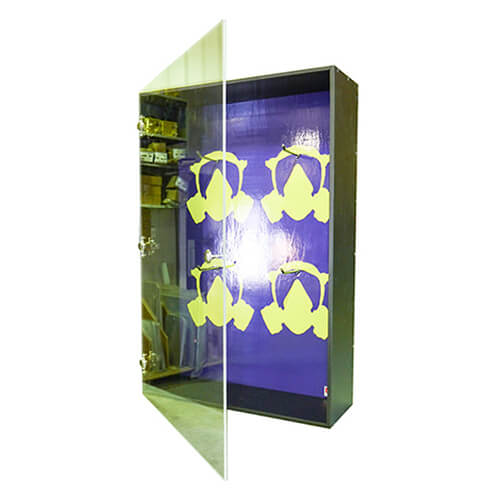 Armoire murale de rangement pour 4 masques chimiques - Étanche à la poussière - Crezon et Pvc - 24x36x8 - STANDARD IZ