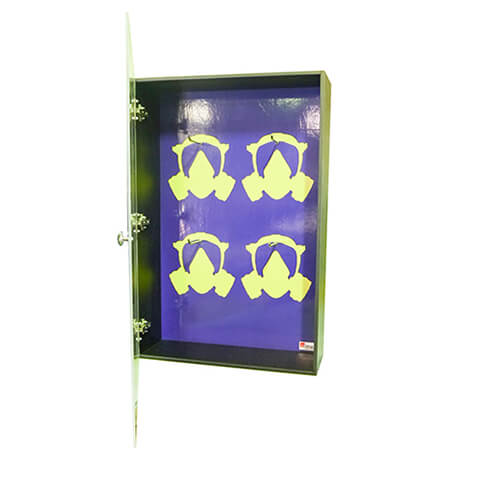 Armoire murale de rangement pour 4 masques chimiques - Étanche à la poussière - Crezon et Pvc - 24x36x8 - STANDARD IZ