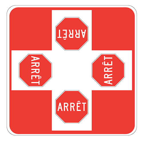 Affiche - 4 intersections - Aluminium 0.064 - Vinyle Grade Ingénieur Imprimé Laminé Glacé - 18x18 - STANDARD