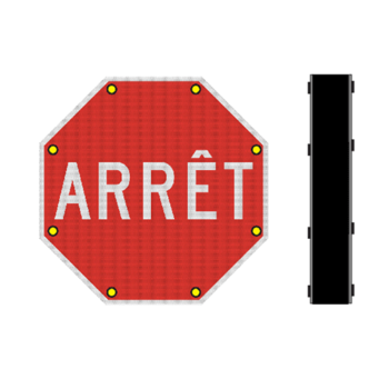 Affiche Lumineuse ARRET double - Aluminium 0.125 - Recto/Verso - 2x8x DEL - 24x24 - STANDARD IZ