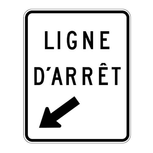 Affiche Ligne d'arrêt, flèche à gauche - Aluminium 0.064 - Vinyle Grade Ingénieur Imprimé Laminé Glacé - 24x30 - STANDARD