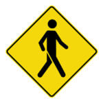 Affiche - Signal avancé de passage pour piétons droit - Aluminium 0.064 - Vinyle ingénieur Imprimé Laminé Glacé - 24x24 - STANDARD