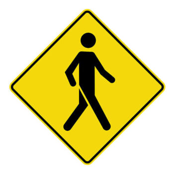 Affiche - Signal avancé de passage pour piétons droit - Aluminium 0.064 - Vinyle ingénieur Imprimé Laminé Glacé - 24x24 - STANDARD