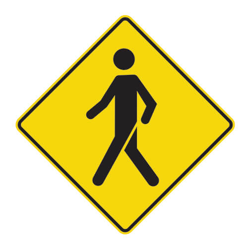 Affiche - Signal avancé de passage pour piétons gauche - Aluminium 0.064 - Vinyle ingénieur Imprimé Laminé Glacé - 24x24 - STANDARD