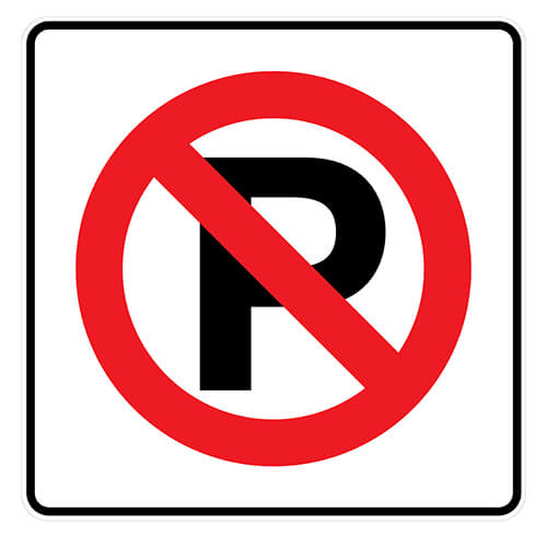 Affiche - Défense de stationner - Aluminium 0.064 - Vinyle Grade Ingénieur - 36x36 - STANDARD IZ