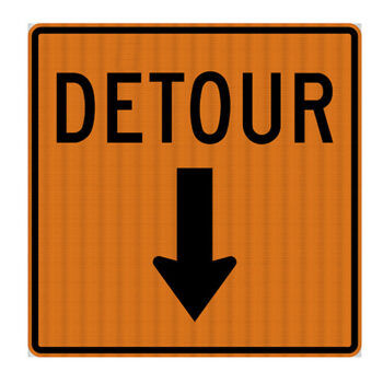 Poster - DETOUR, ARROW DOWN - Aluminium 0.064 - Diamond Grade Vinyl - 30x30 - STANDARD