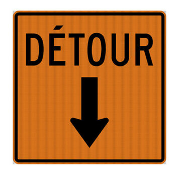 Affiche - DÉTOUR, FLÈCHE VERS LE BAS - Aluminium 0.064 - Vinyle Grade Diamant - 30x30 - STANDARD