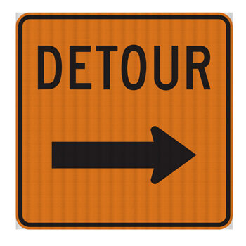 Poster - DETOUR, ARROW TO RIGHT - Aluminum 0.064 - Diamond Grade Vinyl - 30x30 - STANDARD