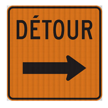 Affiche - DÉTOUR, FLÈCHE VERS LA DROITE - Aluminium 0.064 - Vinyle Grade Diamant - 30x30 - STANDARD