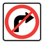 Affiche - Interdiction de tourner à droite - 24x24 - STANDARD