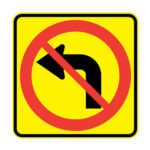 Affiche - Interdiction de tourner à gauche - Jaune - 48x48 - STANDARD