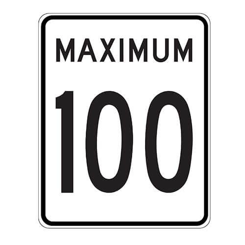 Affiche vitesse max 100 - Aluminium 0.064 - Vinyle Grade Ingénieur Imprimé Laminé Glacé - 24x30 - STANDARD
