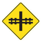 Affiche - Signal avancé d'un passage à niveau - Aluminium 0.064 - Vinyle Grade Diamant - 24x24 - STANDARD