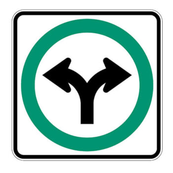 Affiche - Obligation de tourner à droite ou gauche - Aluminium 0.064 - Vinyle Grade Ingénieur - 30x30- STANDARD