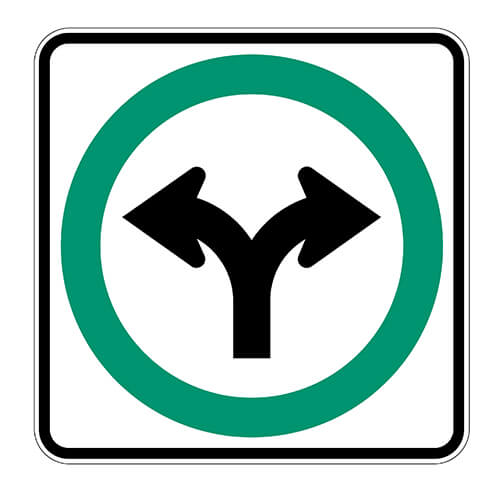 Affiche - Obligation de tourner à droite ou gauche - Aluminium 0.064 - Vinyle Grade Ingénieur - 30x30- STANDARD