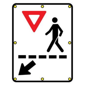 Affiche lumineuse - Piéton Passage à gauche - 8xLeds - Aluminium 0.080 - Vinyle Grade Ingénieur- 24x30 - STANDARD IZ