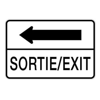 Affiche - SORTIE, EXIT, flèche à droite ou à gauche - Aluminium 0.080 - Vinyle Grade Ingénieur Imprimé Laminé Glacé - 36x24 - STANDARD IZ