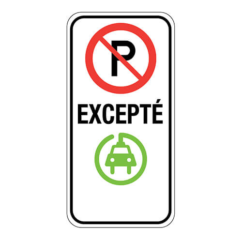 Affiche - Stationnement réservé véhicule électrique - Vinyle grade ingénieur - 12x24- STANDARD