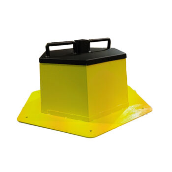 Reinforced concrete base - 250Lbs - Yellow painted steel cage with 3/16 steel plate - 12x18x30- STANDARD IZ