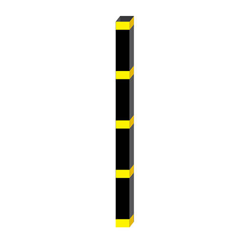 Poteau - Aluminium - Peinture cuite noire - Bandes de vinyle grade diamant jaune - 4x4x48 - STANDARD IZ