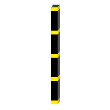 Poteau - Aluminium - Peinture cuite noire - Bandes de vinyle grade diamant jaune - 4x4x72 - STANDARD IZ