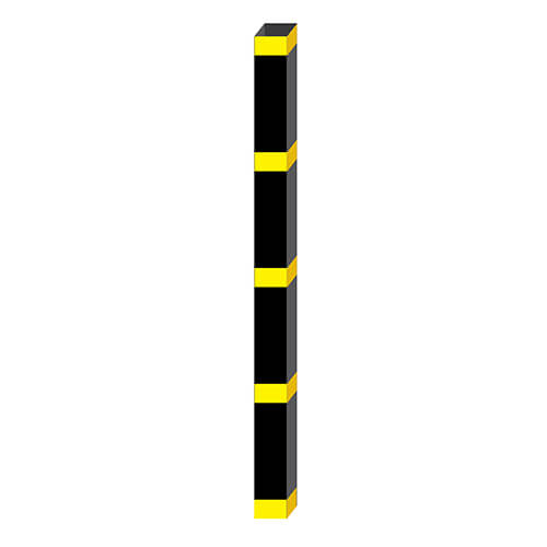 Poteau - Aluminium - Peinture cuite noire - Bandes de vinyle grade diamant jaune - 4x4x96 - STANDARD IZ