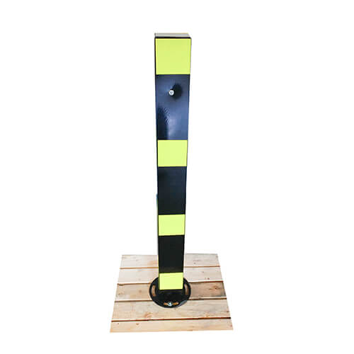 Poteau - Aluminium - Peinture cuite noire - Bandes grade diamant jaune - Base basculante orientable - 4x4x48 - STANDARD IZ