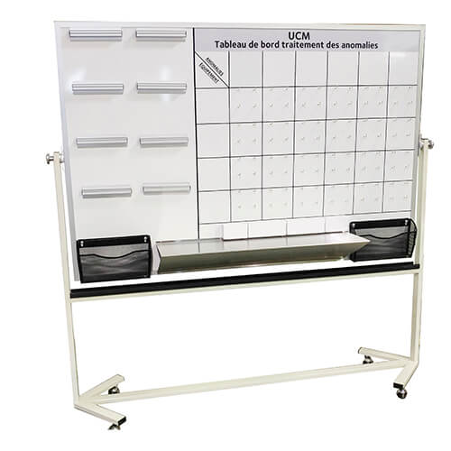 Tableau de bord magnétique recto verso sur cadre basculant - Fini porcelaine - Cadre en acier - Moulure en aluminium anodisé - 72x48 - STANDARD IZ