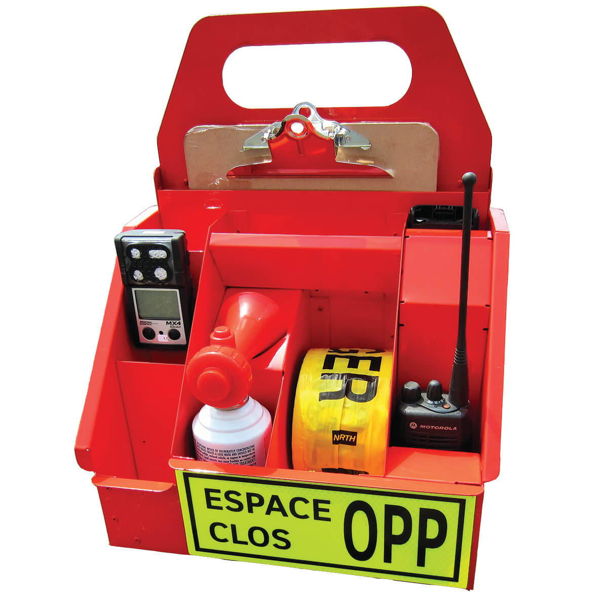 Boitier 5S - Trousse surveillant d'espace clos, 10 compartiments - Aluminium plié riveté, peinture cuite rouge - 13x16x8.5 - STANDARD IZ