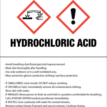 Poster - Hydrochloric Acid Hazard - Aluminum 0.064 - Engineer Grade Vinyl Printed Glossy Laminate - 11x17 - STANDARD IZ