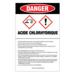 Affiche - Danger acide chlorhydrique - Aluminium 0.064 - Vinyle Grade ingénieur Imprimé Laminé glacé - 11x17 - STANDARD IZ