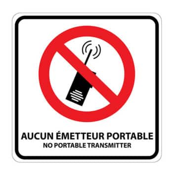 Affiche - Aucun émetteur portable - Aluminium 0.064 - Vinyle Grade Ingénieur Imprimé Laminé Glacé - 18x18 - STANDARD