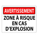 Affiche - Avertissement zone à risque - Acier galvanisé 12G - Vinyle régulier laminé glacé - 11x8.5 - STANDARD IZ
