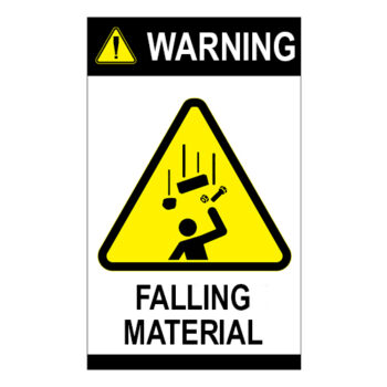 Poster - Caution falling material - Aluminium 0.064 - Regular glossy laminated vinyl - 8.5x14 - STANDARD IZ