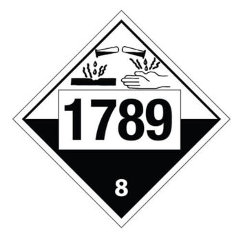 Affiche - Matières corrosives - Classe 8 - 1789 - Aluminium 0.064 - Vinyle grade ingénieur Imprimé Laminé Glacé - 12x12 - STANDARD