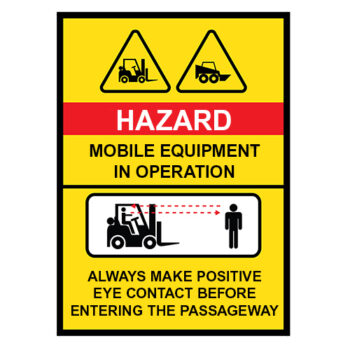 Poster - Danger mobile equipment - Aluminum 0.064 - Glossy laminated engineer grade vinyl - 20x28 - STANDARD IZ