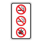 Affiche - Interdiction fumer, vapoter, canabis - Aluminium 0.064 - Vinyle Grade Ingénieur - 10x18 - STANDARD