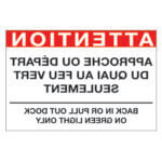 Affiche - LETTRAGE MIROIR - Attention, approche ou départ du quai - Acier galvanisé 14G - Vinyle régulier imprimé laminé glacé - 32.5x21.75 - STANDARD IZ