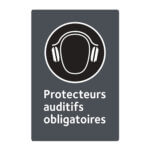 Affiche - Protecteurs auditifs obligatoires - Aluminium 0.064 - Vinyle grade ingénieur laminé glacé - 12x18 - STANDARD
