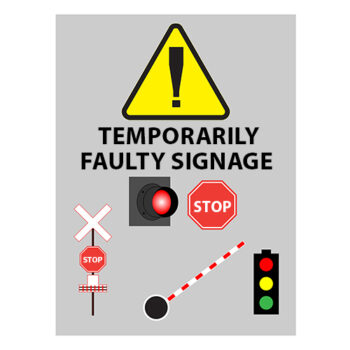 Sign - Temporarily Faulty Signage - Aluminum 0.080 - Regular Vinyl Printed Glossy Laminate - 36x48 - STANDARD IZ