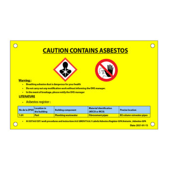 Pipe identification dia 3.25 - Printed banner with 4 holes - 13.75x8.25 - STANDARD IZ