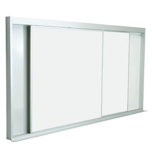Tableau de bord magnétique lauzonite avec 2 panneaux coulissants blanc - Moulure en aluminium anodisé - 60x36 - STANDARD
