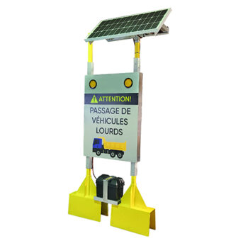 STANDARD - Affiche - Lumineuse - Alimentation Solaire - Traverse véhicules lourds - Aluminium 0.080 - Recto/verso- 4x lumières oranges - Vinyle grade diamant - 36x48x4