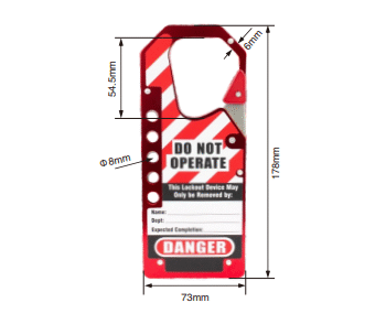 Cadenassage - Moraillon de consignation en aluminium anodisé - 2.87x7 - STANDARD