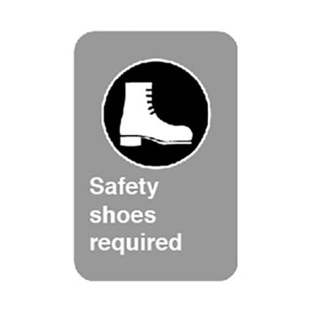 Sign - Safety shoes mandatory - Aluminum 0.064 - Engineer vinyl UV printing - 12x18 - STANDARD