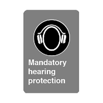 Poster - Mandatory hearing protection - Aluminum 0.064 - Engineer vinyl UV printing - 12x18 - STANDARD