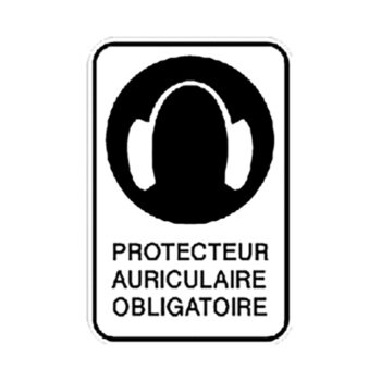 Affiche - Protecteur auriculaire obligatoire - Aluminium 0.064 - Vinyle ingénieur Impression uv - 12x18 - STANDARD