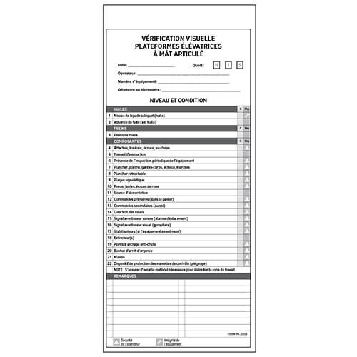 Carnet de vérification visuelle d'équipement mobile pour chariot élévateur mat articulé - 4x9 - STANDARD IZ – Image 4