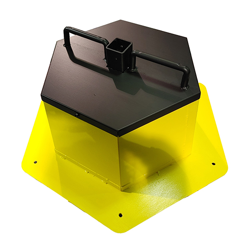 Base de béton renforcée - 250Lbs - Cage en acier peinture jaune avec plaque en acier 3/16 - 12x18x18x30- STANDARD IZ – Image 3