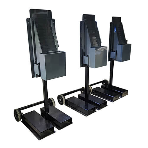 Base en acier carrée - Poteau - Peinture noire - Transportable avec roulettes et poignée - 2x2x60 - STANDARD IZ – Image 2